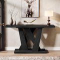 Tribesigns 55-Inch Farmhouse Console Table, Farmhouse Behind The Couch Table TV Stand with Geometric Base, Skinny Sofa Table Entryway Table for Entrance, Living Room, Hallway, Foyer, Black