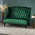 Emerald Modern Velvet Loveseat Sofa Couch, 50' Mid - Century Tufted Upholstered Small Love Seat Couch, Curved High Back 2-Seats Couches for Compact Space, Living Room, Apartment (Emerald)