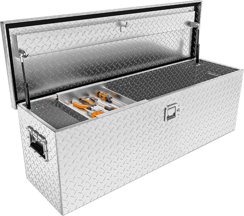 YITAMOTOR 48 Inch Truck Bed Tool Boxes Heavy Duty Aluminum with Sliding Shelf, Diamond Plate ToolBox for Pick Up Truck RV Trailer, Chest Storage Organizer with Lock and Keys