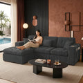 Modular Cloud 3 Seater Boneless L-Shaped Sectional Sofa, Comfy Modern Design with Ergonomic Support & Free Combination for Living Room/Bedroom/Apartment (Dark Gray)