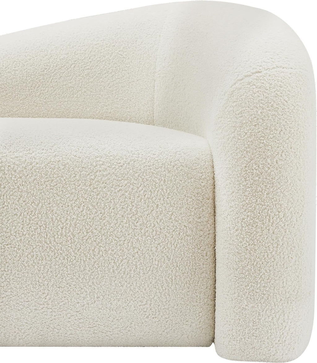 Meridian Furniture 186Cream-S Kali Collection Modern | Contemporary Sofa with Soft Cream Faux Shearling Teddy Fabric, Curved Back, 86' W x 33' D x 27' H, Cream