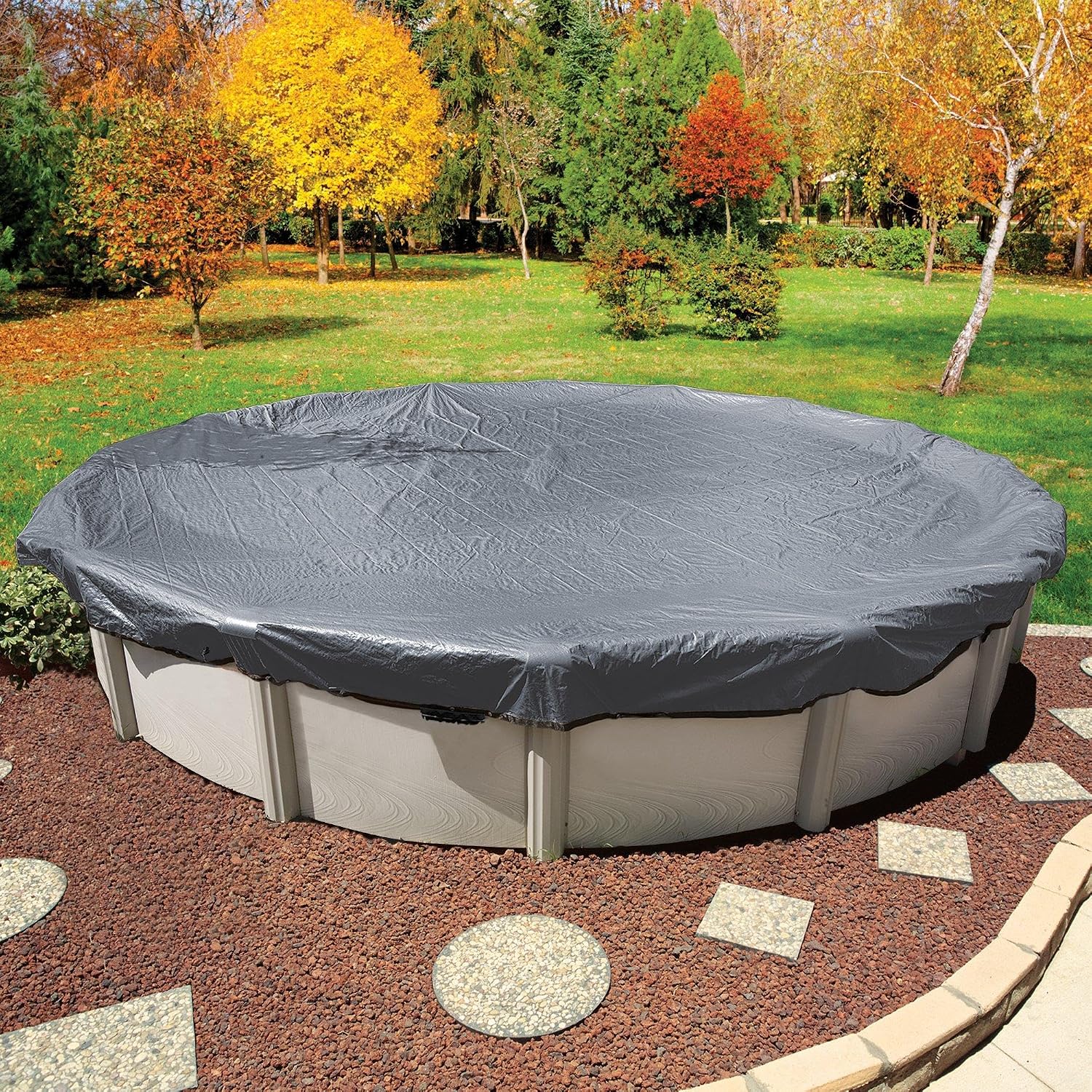 In The Swim 33 Ft Round Super Polar Plus Above Ground Pool Winter Cover - Heavy-Duty - 16 Year Year Warranty, UV-Resistant Tarp with Cable & Winch for Cold Weather Protection