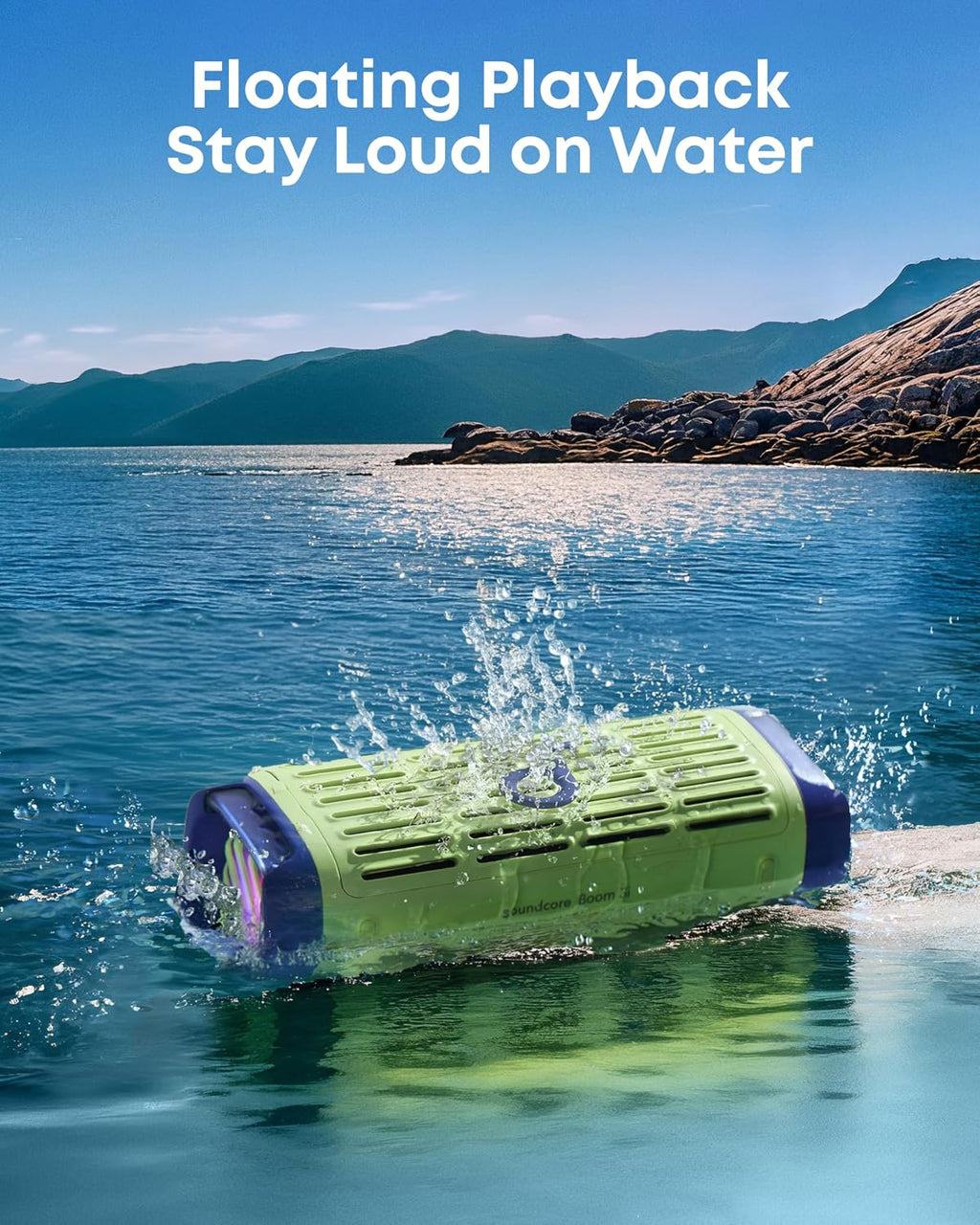 Soundcore Boom 3i by Anker, Compact Outdoor Speaker, IP68 Waterproof, Floating Playback, Saltwater-Resistant, BassUp 2.0, 50W Portable Speaker, Bluetooth 5.3, 16H, TWS, Kayak/Fishing/Camping-Green
