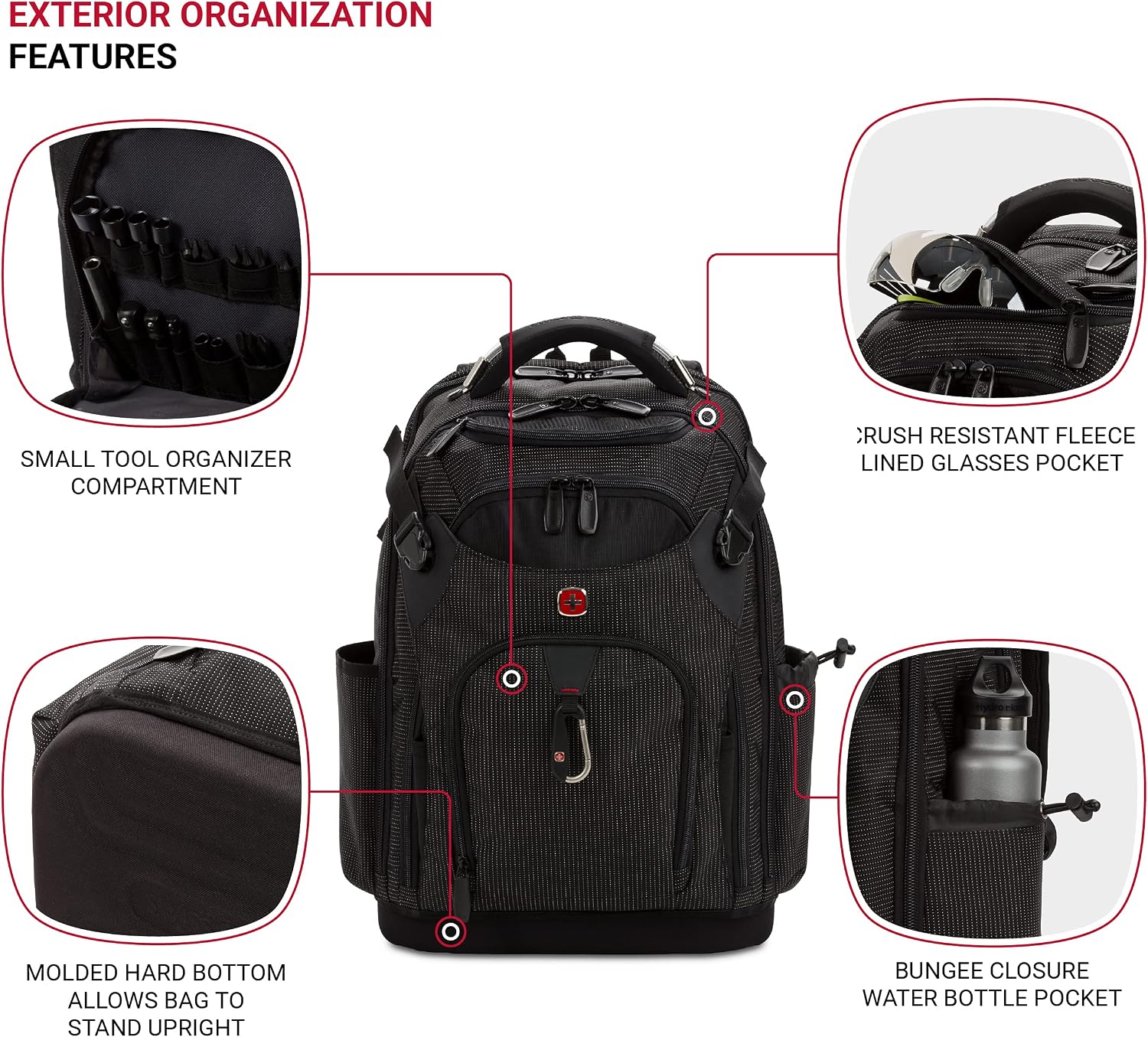 SwissGear Tool Bag Backpack, Fits Up to 17-Inch Laptop, Work Pack PRO, Black