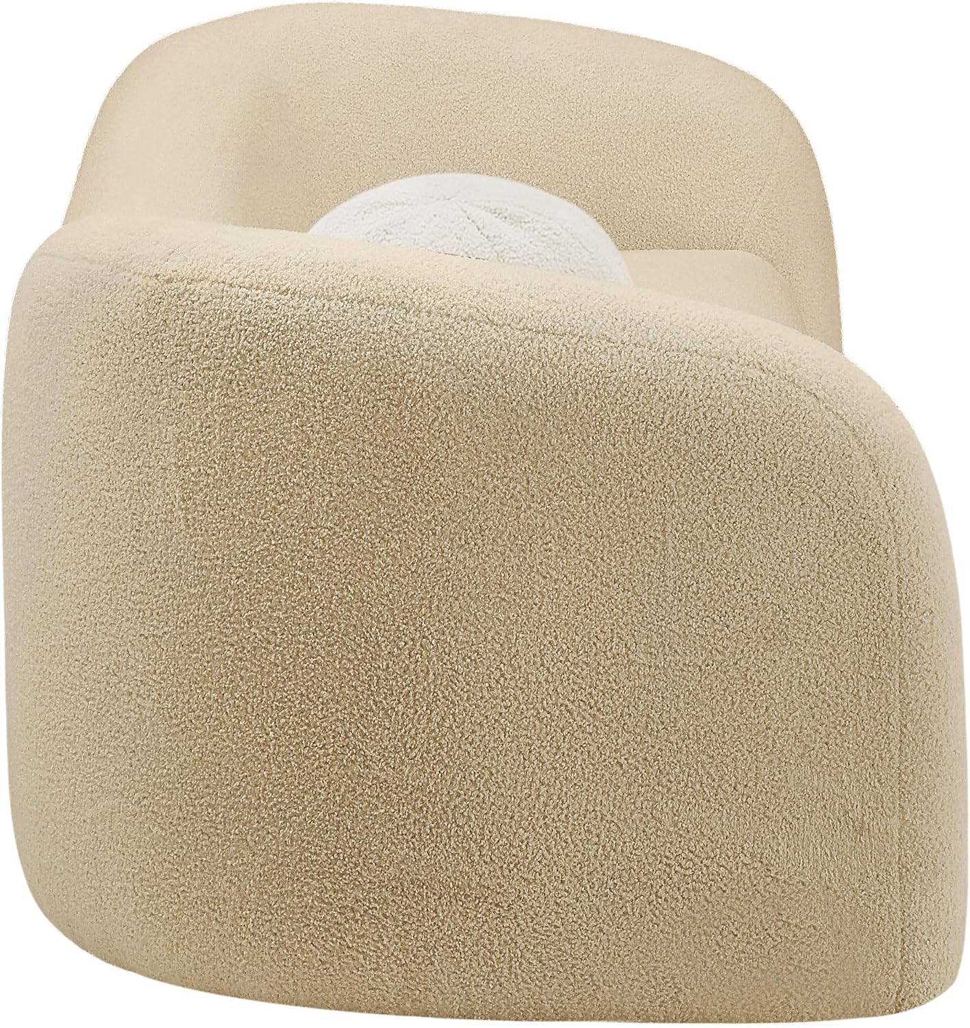 Meridian Furniture 186Beige-S Kali Collection Modern | Contemporary Sofa with Soft Beige Faux Shearling Teddy Fabric, Curved Back, 86' W x 33' D x 27' H, Beige