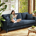 Welzona 83' Couches for Living Room, Teddy Sofa Couch, Comfy Sofas for Living Room, Tool-Free Setup Loveseat Sofa, All-Wood Love Seat Couches, Small Couch 2 Pillows Included, Blue Grey
