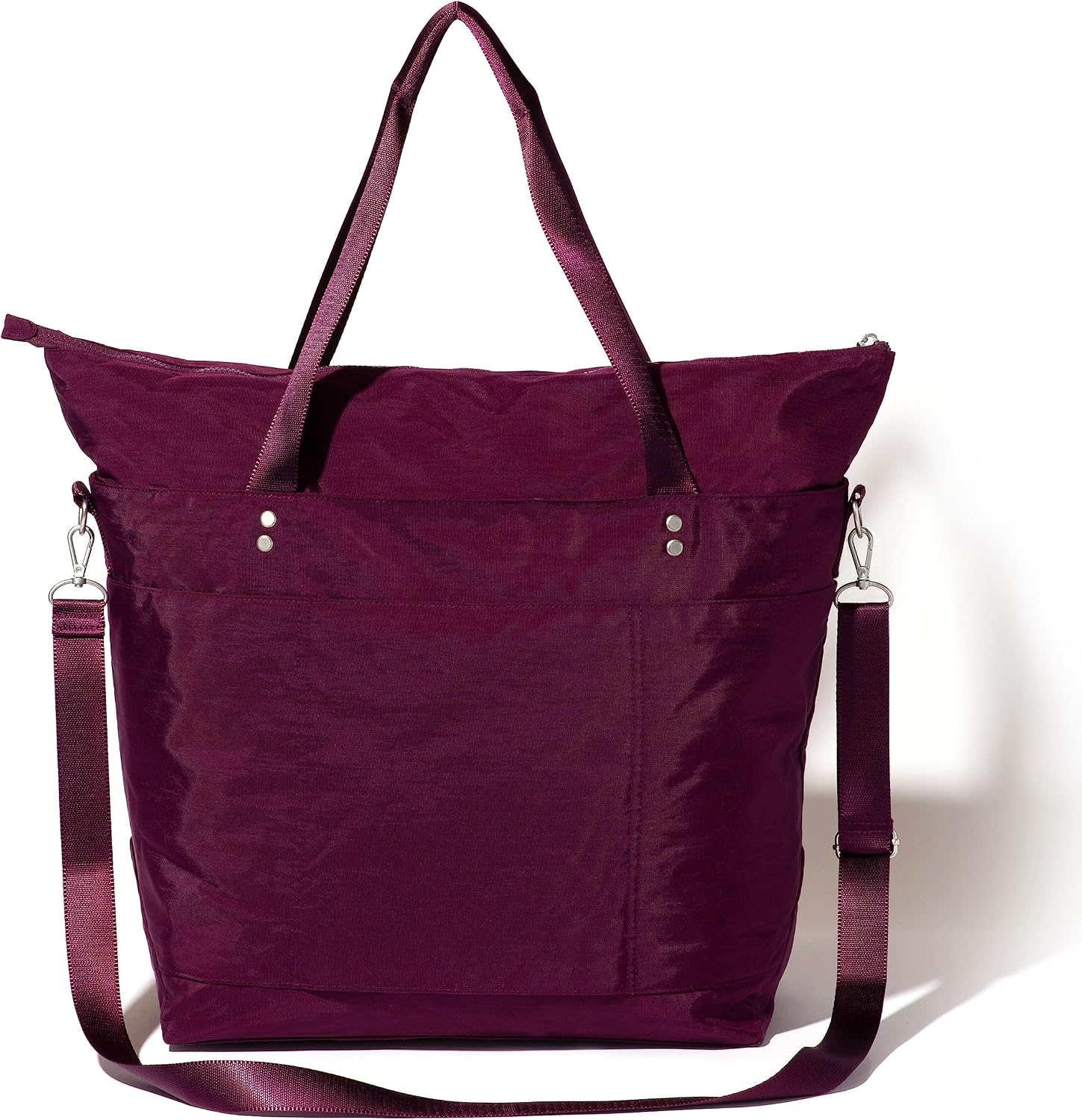 Baggallini Carryall Tote - Lightweight Nylon Zipper Top Weekender Travel Beach Bag w/Luggage Sleeve