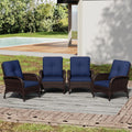 Joyside Wicker Patio Chairs, 4 Piece Rattan Outdoor Furniture with Thickened Cushions, High Back, Deep Seating, Wide Armrest, Outdoor Chairs for Porch, Deck