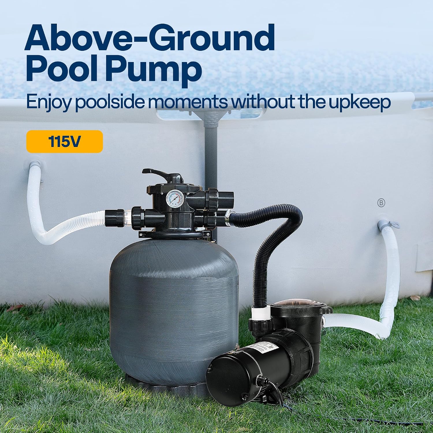 VIVOHOME 1.0 HP 5280 GPH Energy-Saving Above Ground Swimming Pool Pump, 115V with Strainer Basket, ETL & DOE Certified