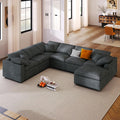 124.8' W Modular Sectional Sofa L Shaped Modern Couch with Ottoman, Deep Seat and Wide Chaise for Living Room, Gray