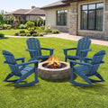SERWALL Outdoor Adirondack Rocking Chairs Set of 4, All-Weather HDPE Rocker Chair for Front Porch, Patio, Lawn, Deck, Navy