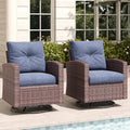 LayinSun 2 Pieces Outdoor Swivel Rocker Chair Set of 2, 360 Degree Rattan Wicker Swivel Chairs Patio Bistro Set for Porch