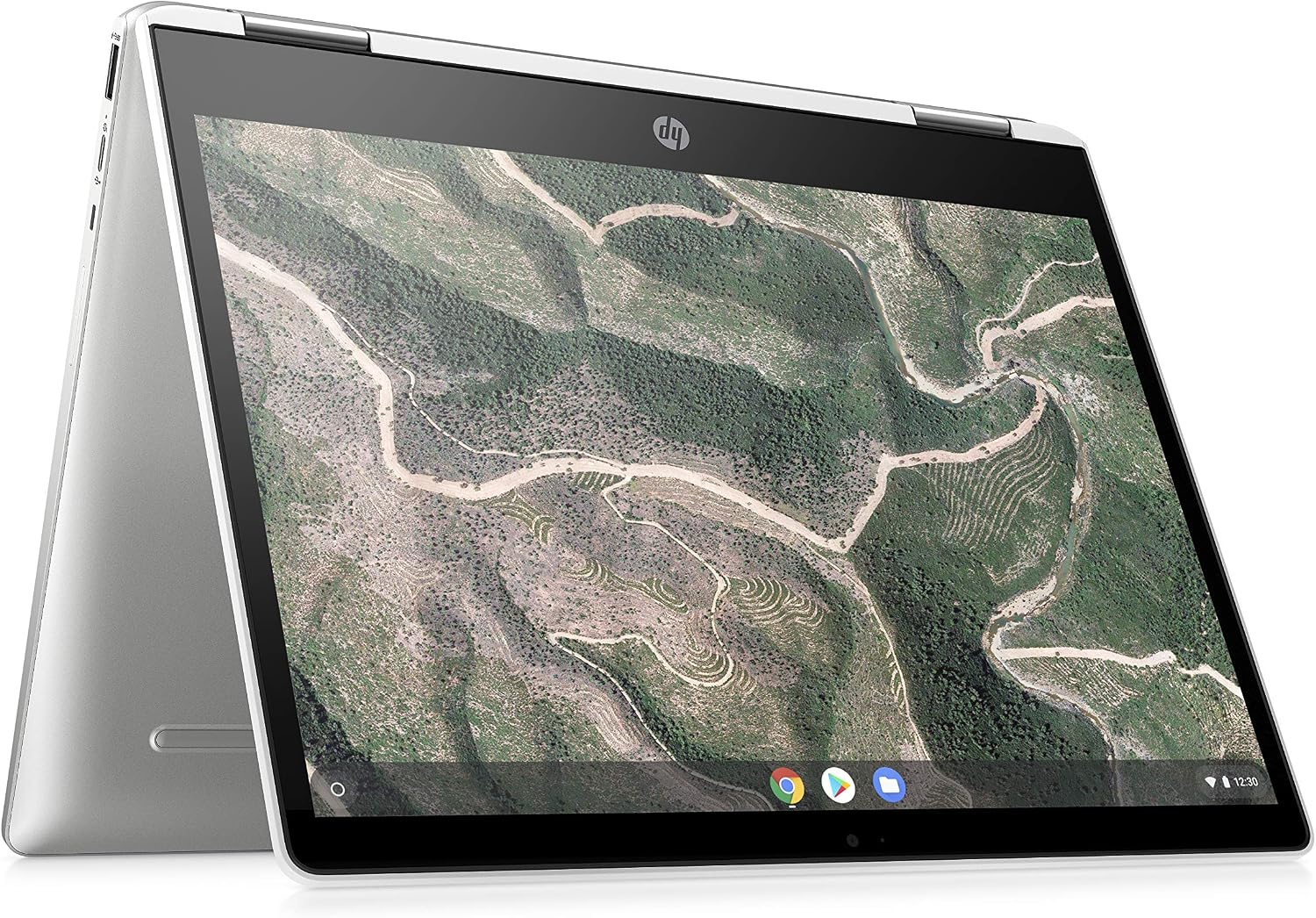 HP Chromebook x360 12b-ca0010nf Convertible and Touchscreen Laptop 12'' HD IPS Silver (Intel Celeron, 4 GB RAM, 32 GB eMMC, AZERTY, Chrome OS)