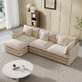 Modular Sectional Sofa, 111.5 Inch L-Shaped Cloud Sofa with Deep Seat Chenille Sofa with Cushions, Three-Self Sectional Sofa for Living Room Apartment,Light Coffee