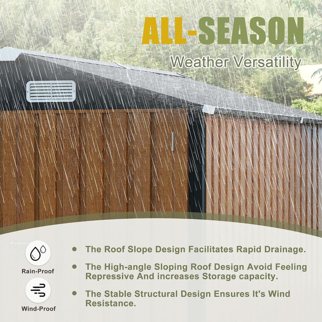 6x8FT Metal Storage Shed - Yellow Outdoor Shed with Lockable Doors, Compact Garden Shed for Backyard/Patio, Sheds & Outdoor Storage with Vents & Clear Window