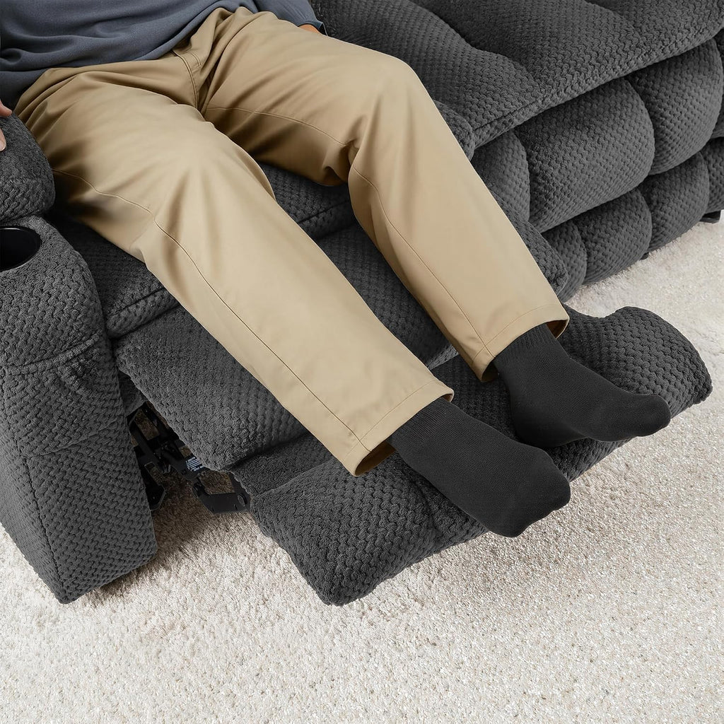 MCombo 80.7' W 3 Seater Power Reclining Sofa with Heat and Vibration Massage, Zero Gravity Recliner Sofa Couch for Living Room, Fabric 6316M3 (Dark Grey, 3-Seater)