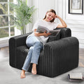 Hobestluk Single Sofa Foam Couch Sofa for Small Spaces Comfy Sofas with Removable Cover Furry Couch with Pillows for Living Room, Bedroom, Apartment, Office (Black, Standard)