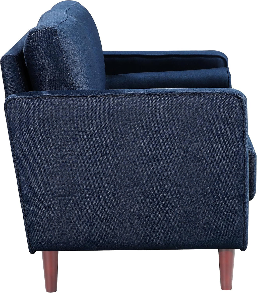 Studio Living® Lexington 52.4' Loveseat, Mid-Century Modern, Pocket Coil Comfort, Easy Assembly, Woven Fabric, Navy Blue