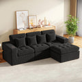 105' Modular Sectional Sofa, Cloud Sectional Couch with Deep Seat, Modern Corduroy Comfy L Shaped Couch with Chaise, Boneless Couches for Living Room Bedroom (Matte Black) | Cloud Sectional, Deep Seat, Corduroy, L Shaped with Chaise, Boneless Design