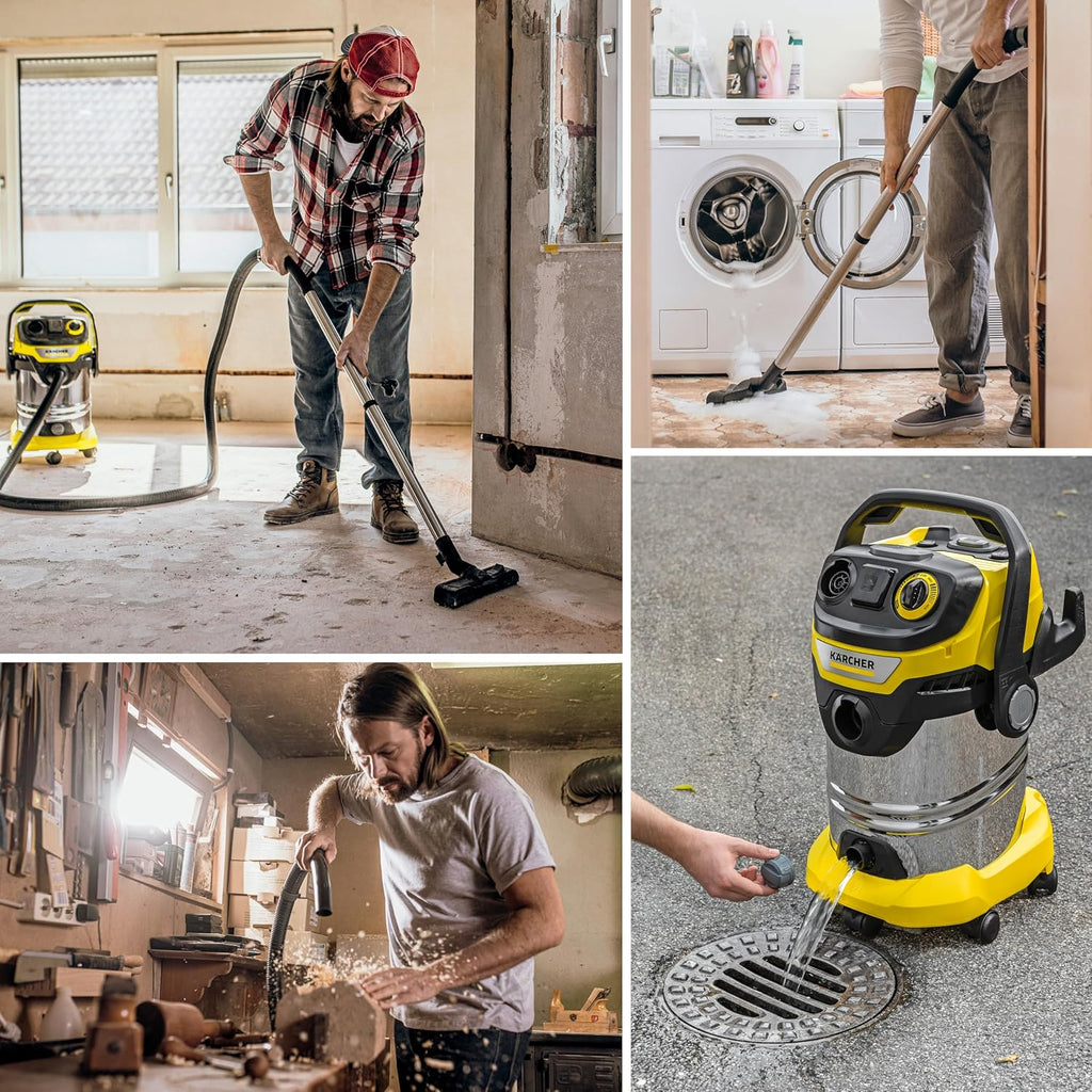 Kärcher Shop Vacuum WD 6 P S, 7.9 Gal, 6.2 Peak HP, 37 ft Reach, Wet Dry Vacuum Cleaner, Heavy Duty, Blower Function, Crevice Tool, Floor Nozzle Great for DIY Projects and Workshops
