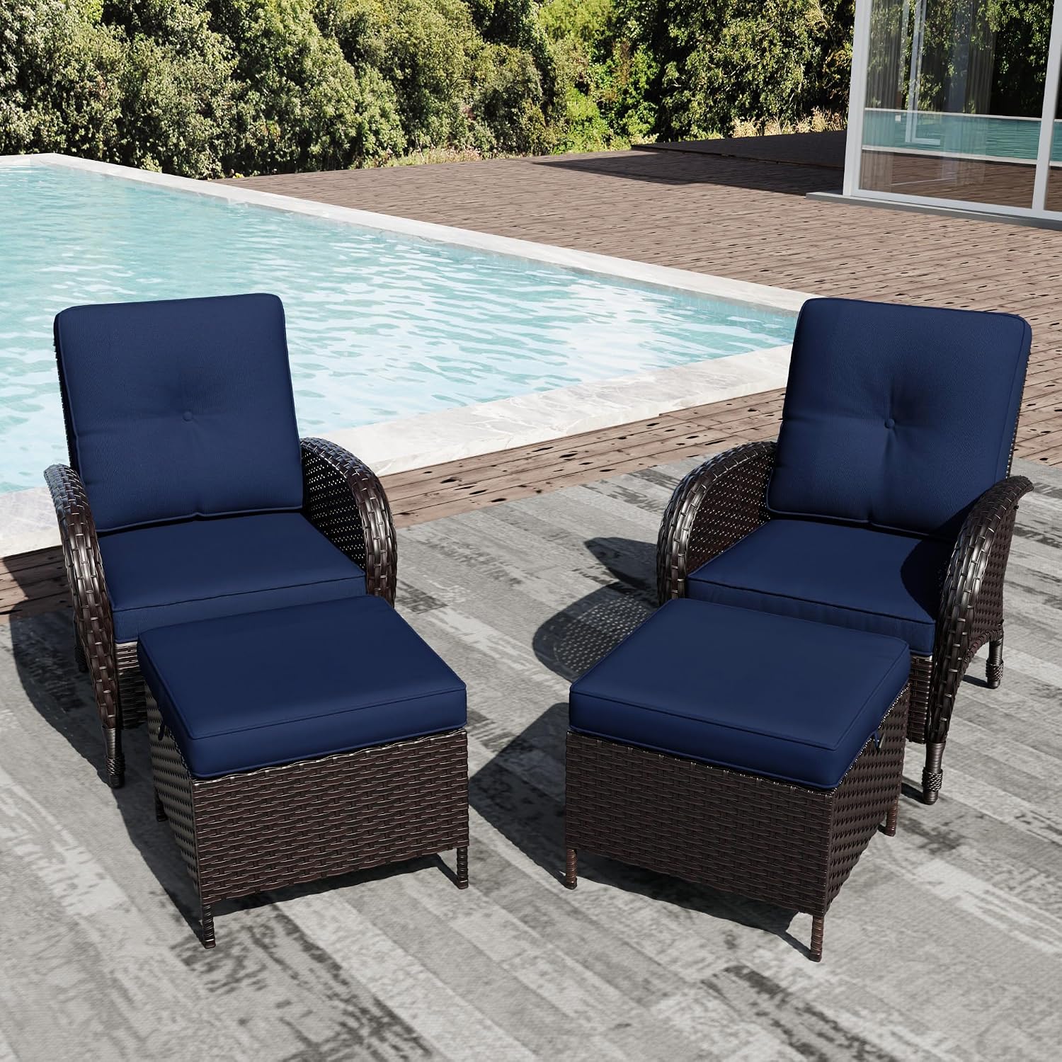 Joyside Wicker Patio Chairs, 4 Piece Rattan Outdoor Furniture with Thickened Cushions, High Back, Deep Seating, Wide Armrest, Outdoor Chairs for Porch, Deck