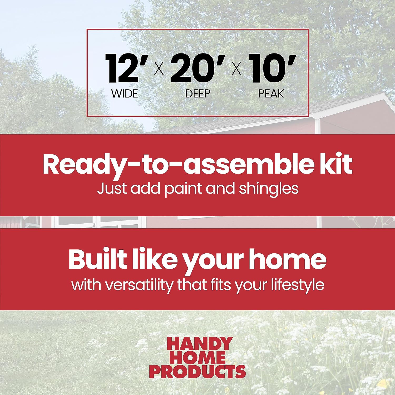 Handy Home Products Astoria 12x20 Do-It-Yourself Wooden Storage Shed- Does not Include Floor kit, Paint, or Roofing Shingles