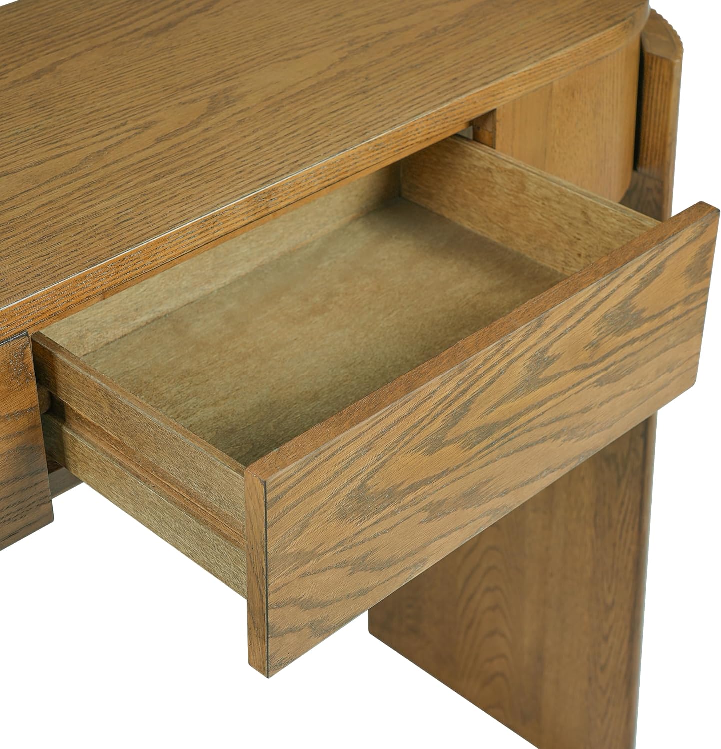 LKTART 55' Sofa Table with Oval Top and 2 Drawers, Entryway Console Table with Fluted Design for Hallway,Foyer,Entry and Living Room (Fully Assembled-Pine Wood)