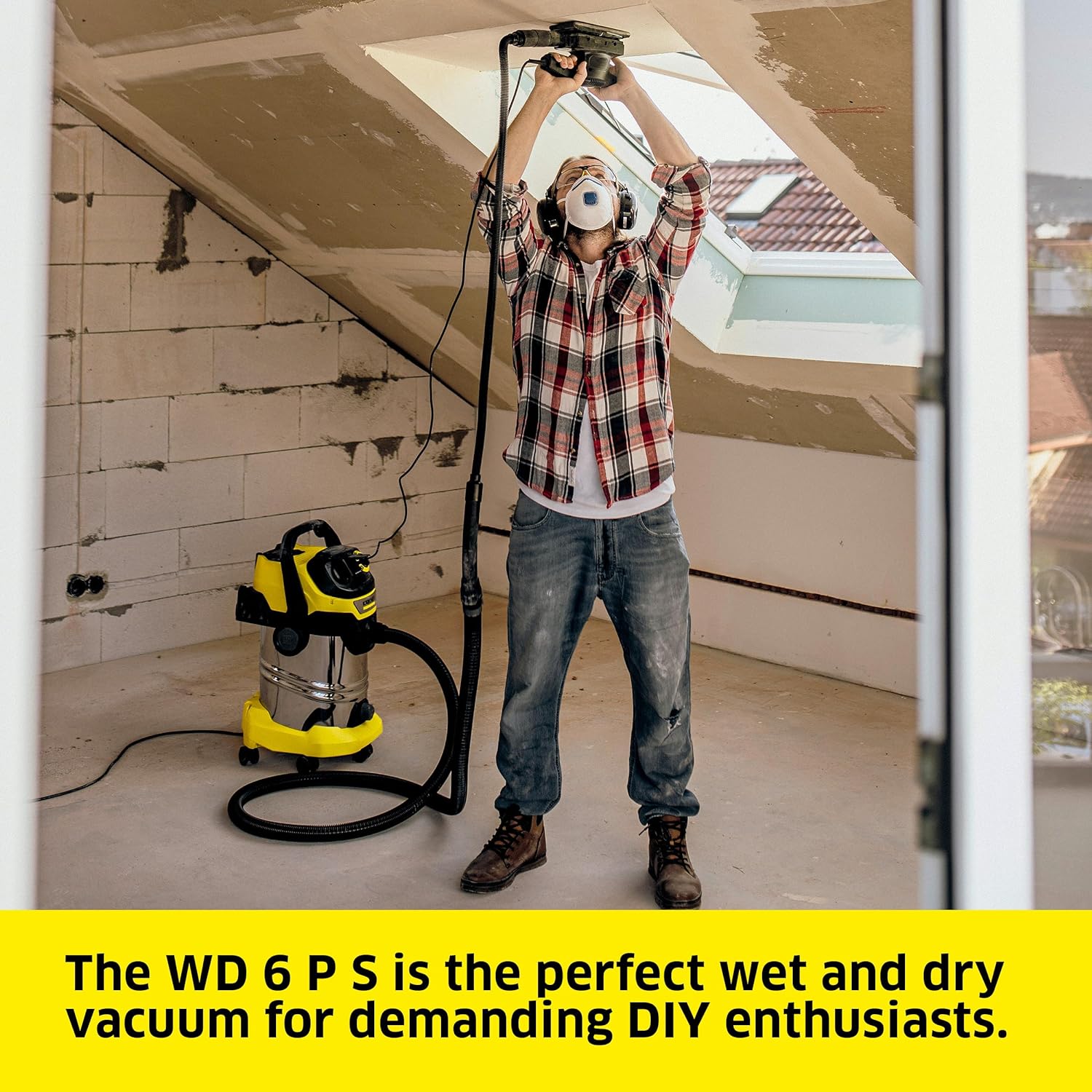 Kärcher Shop Vacuum WD 6 P S, 7.9 Gal, 6.2 Peak HP, 37 ft Reach, Wet Dry Vacuum Cleaner, Heavy Duty, Blower Function, Crevice Tool, Floor Nozzle Great for DIY Projects and Workshops