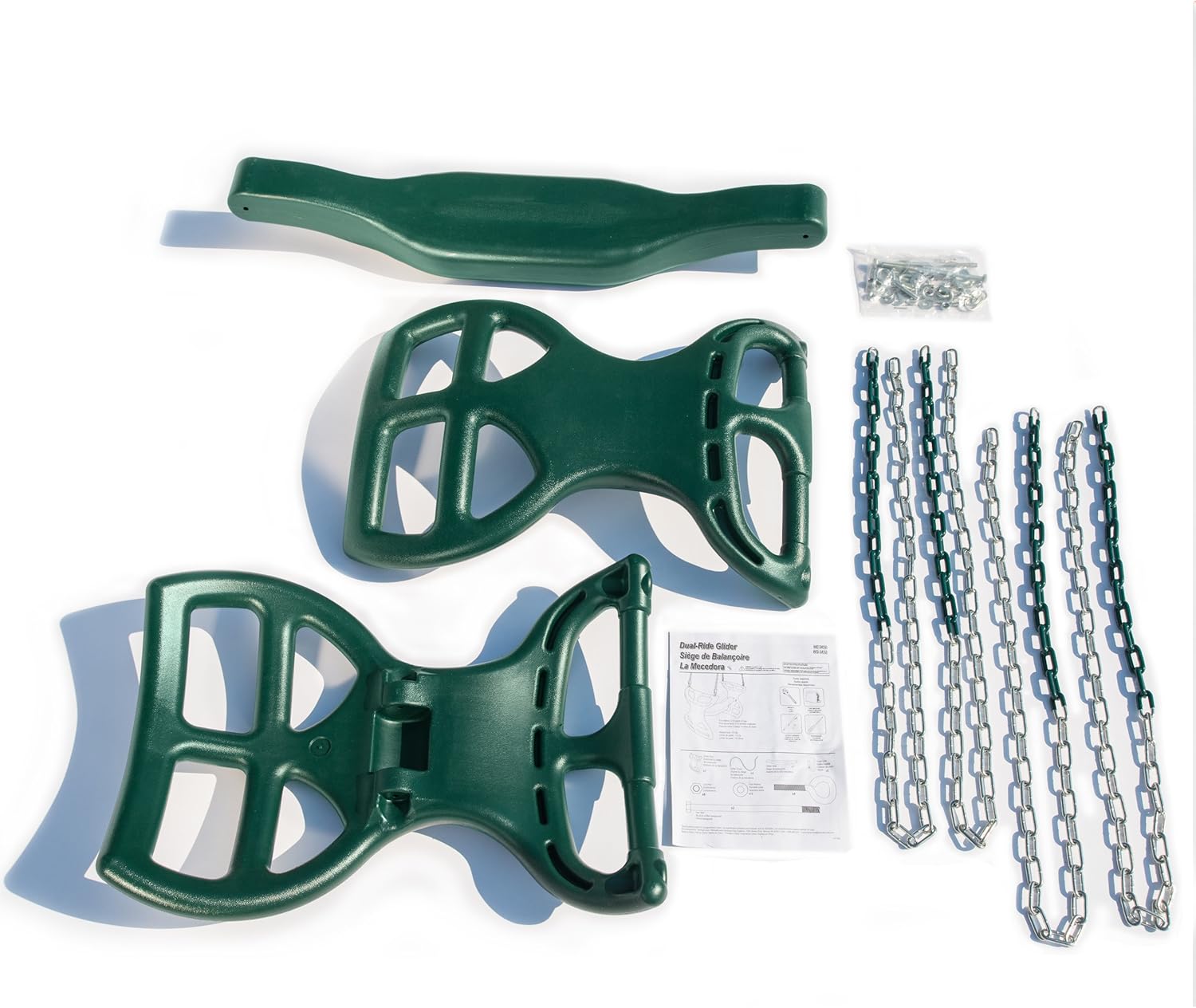 Swing-N-Slide WS 3452 Heavy Duty Two Person Dual Glider Swing, with Coated Chains to Prevent Pinching, 18' W x 25 in H x 40' L, Green