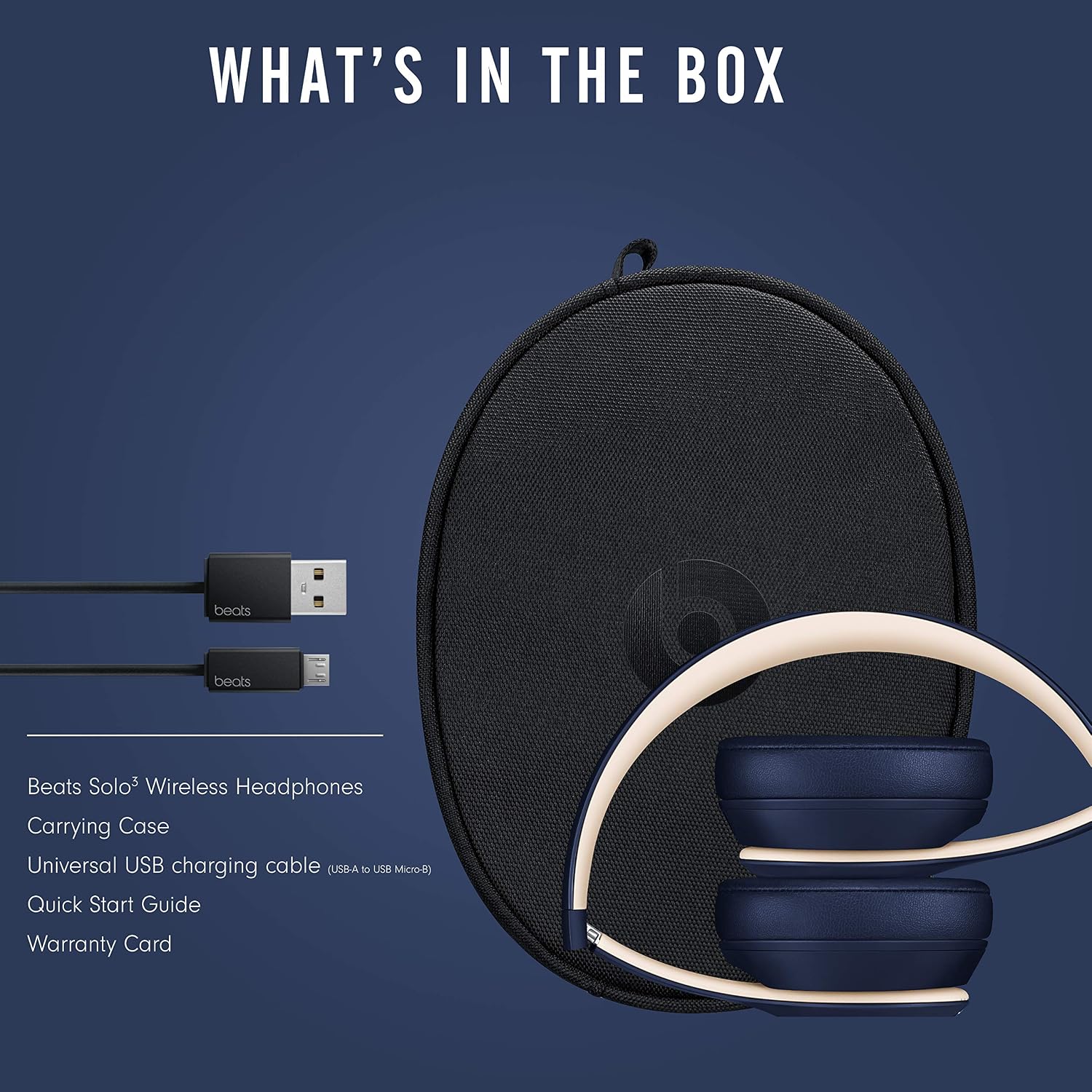 Beats Solo3 Wireless On-Ear Headphones - Apple W1 Headphone Chip, Class 1 Bluetooth, 40 Hours of Listening Time, Built-in Microphone - Club Navy (Latest Model)