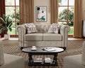 Morden Fort Classic Chesterfield Loveseat Set 60'', Tufted Loveseat Sofa Set with Solid Wood Legs Thick Cushion, Pet-Friendly Deep Seat Sofa Couch for Living Room Bedroom Apartment - Linen Beige