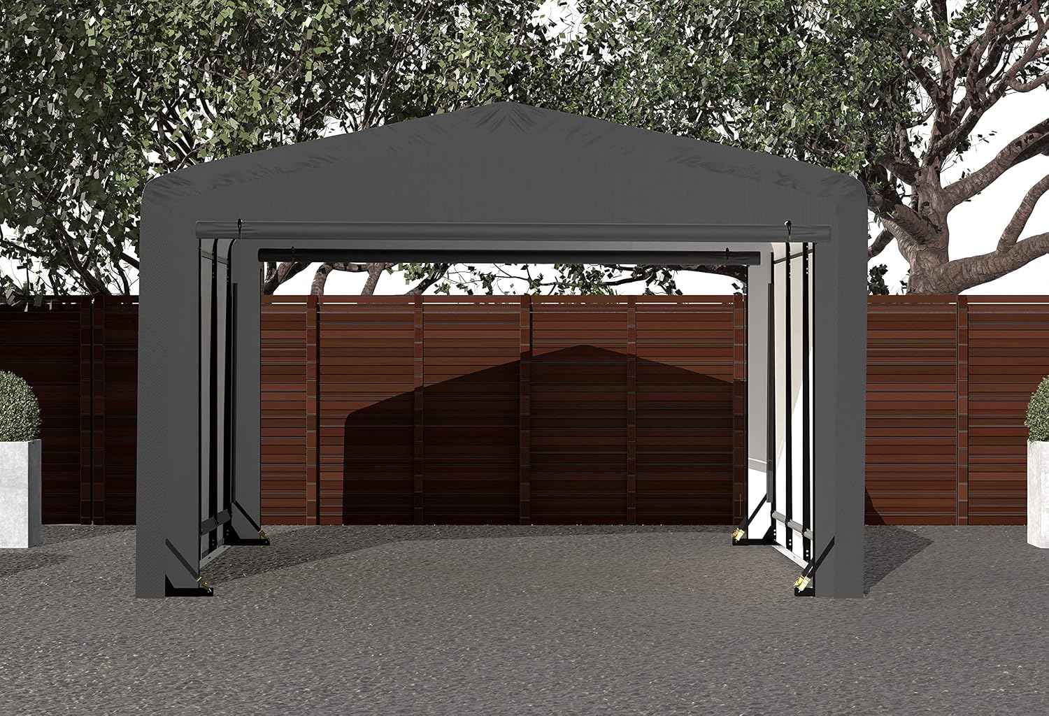 ShelterLogic ShelterTube Garage & Storage Shelter, 12' x 18' x 8' Heavy-Duty Steel Frame Wind and Snow-Load Rated Enclosure, Gray
