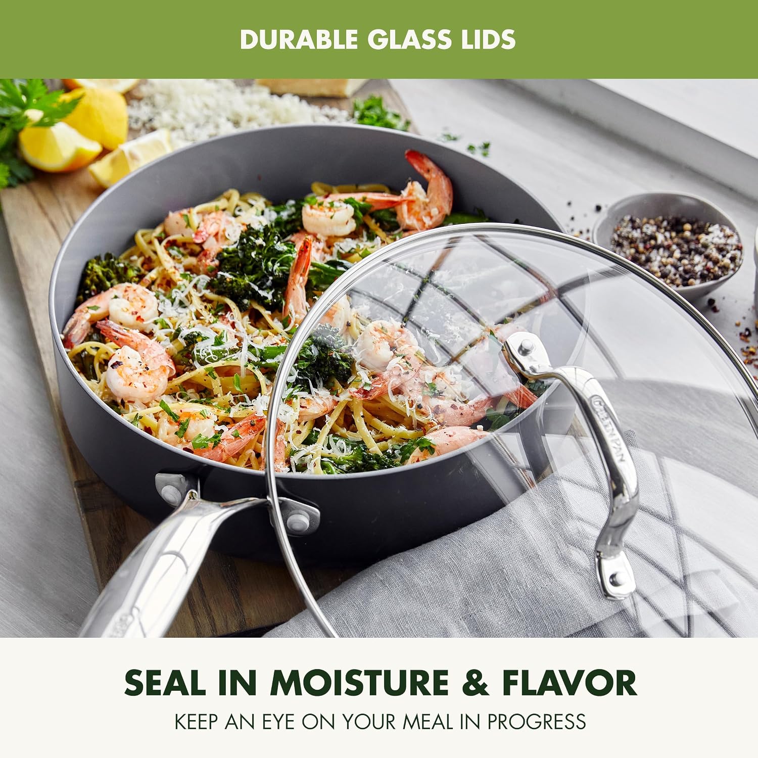GreenPan Valencia Pro 9 Piece Ceramic Nonstick Cookware Set, PFAS-Free, Induction Ready, Hard Anodized Pots & Pans with Lids, Compatible on All Cooktops, Dishwasher & Oven Safe, Gray