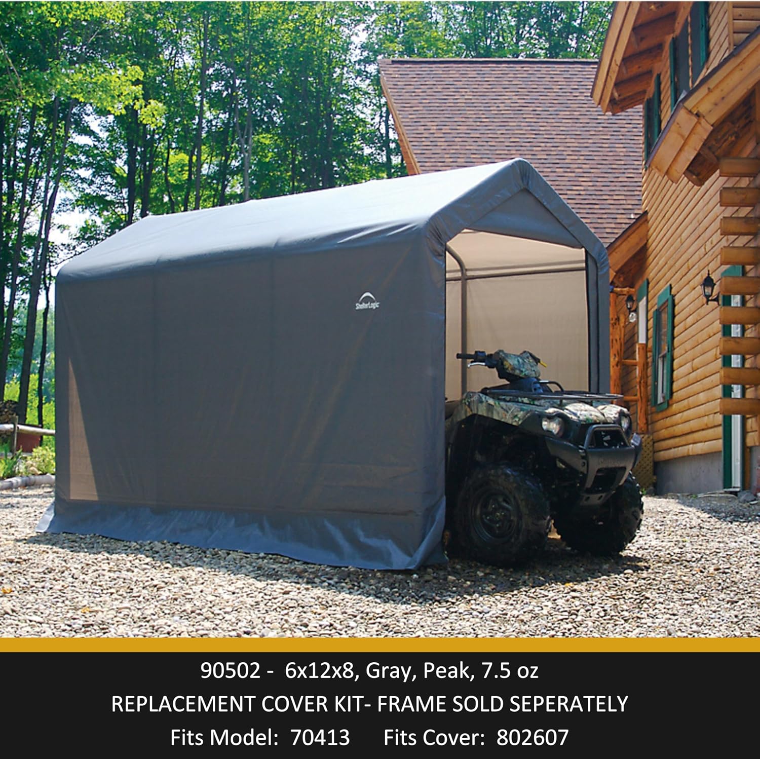 Replacement Cover Kit (Frame Not Included) The Shed-in-a-Box® 6 ft. x 12 ft. x 8 ft. 7 oz. Gray