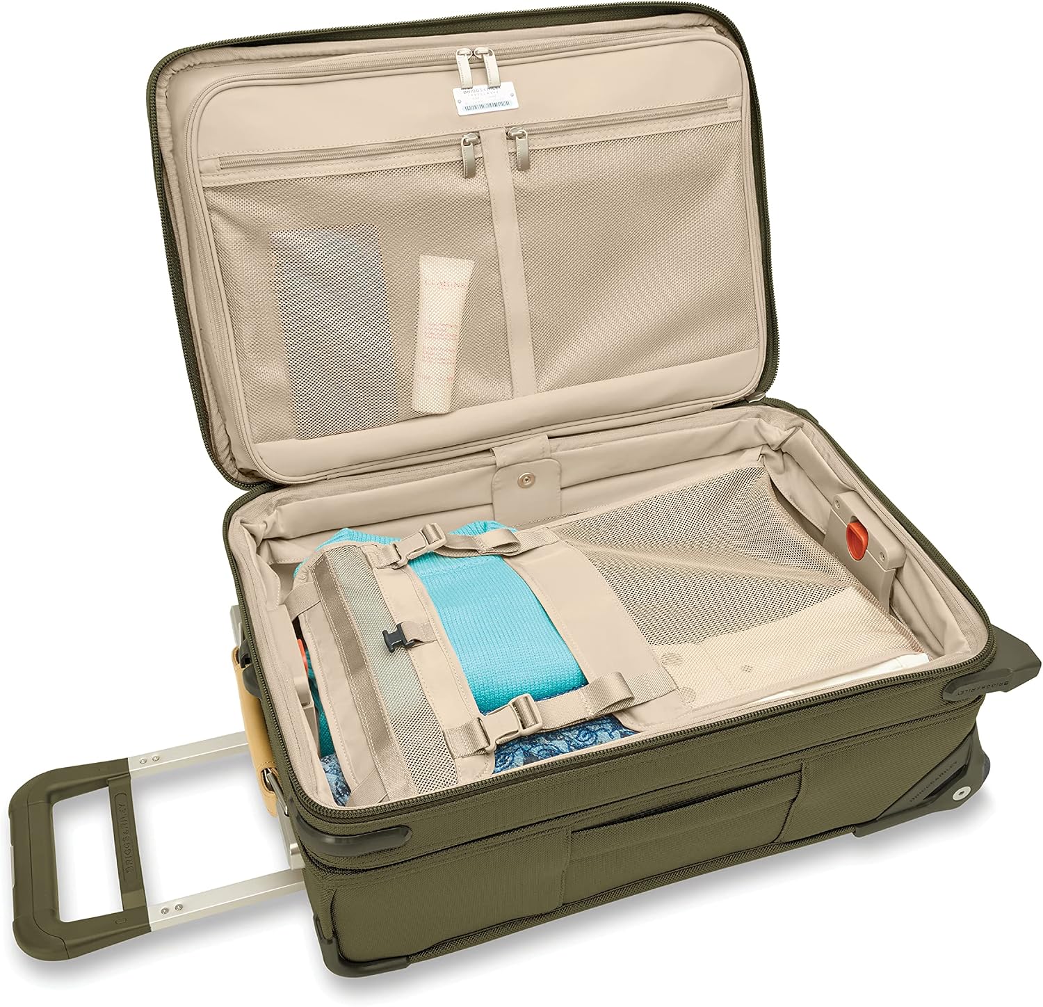 Briggs & Riley Essential 22' 2-Wheel Expandable Carry On - Luggage for Travel, Suitcases with Wheels, Softside Rolling Bag for Men & Women, Self-Repairing Zipper - Baseline Collection, Olive