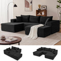 Mangodan 110' Cloud Sectional Couch, Modular Sectional Sofa with Deep Seat, Boneless Sofa for Living Room, Fluffy Comfy U-Shaped Couch with Left Facing Chaise, No Assembly Required, Black