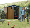 6x8FT Metal Storage Shed - Yellow Outdoor Shed with Lockable Doors, Compact Garden Shed for Backyard/Patio, Sheds & Outdoor Storage with Vents & Clear Window