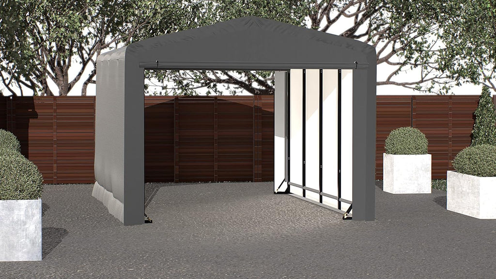 ShelterLogic ShelterTube Garage & Storage Shelter, 12' x 18' x 10' Heavy-Duty Steel Frame Wind and Snow-Load Rated Enclosure, Gray