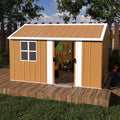 Montary 8X12 FT Outdoor Storage Shed with Windows, Lockable Door & Ventilation - Weatherproof Metal Garden Shed, Outdoor Tool Storage House for Backyard, Lawn, Patio,Yard
