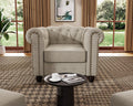 Morden Fort Classic Chesterfield Sofa Chair Set, Tufted Arm Chair Sofa with Solid Wood Legs Thick Cushion, Pet-Friendly Sofa Couch Chair for Living Room Bedroom Reading Room - Linen Beige