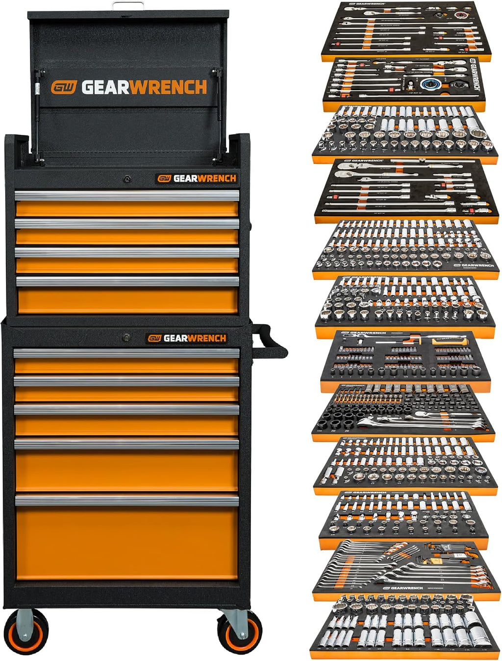 GEARWRENCH 791 Piece Master Mechanics Tool Set in Premium Modular Foam Trays with GSX Mobile Tool Storage | MEGAMODPRO