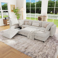 99' Modular Sectional Chenille Sofa bed with Hidden Storage, Comfy Modern 6 Seater Oversized Deep Seat Couch, Modular Sectional with Ottoman and Removable Cover for Living Room, Apartment, Beige