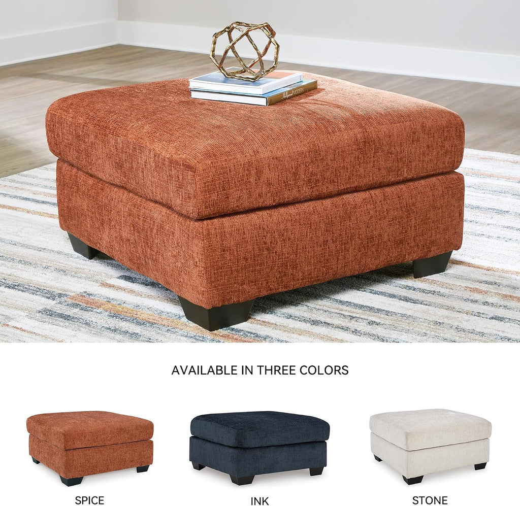 Signature Design by Ashley Aviemore Casual Square Oversized Accent Ottoman for Living Room, Orange