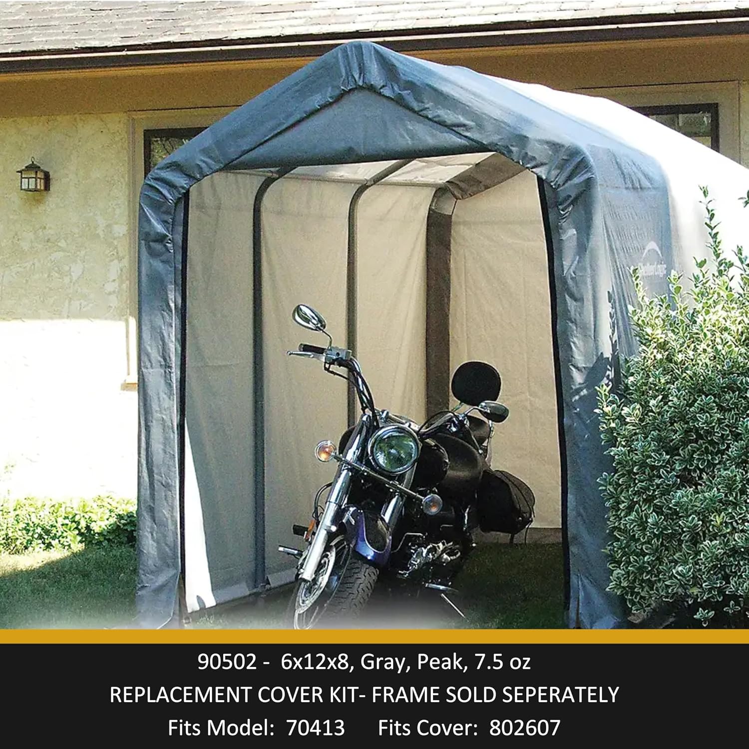 Replacement Cover Kit (Frame Not Included) The Shed-in-a-Box® 6 ft. x 12 ft. x 8 ft. 7 oz. Gray
