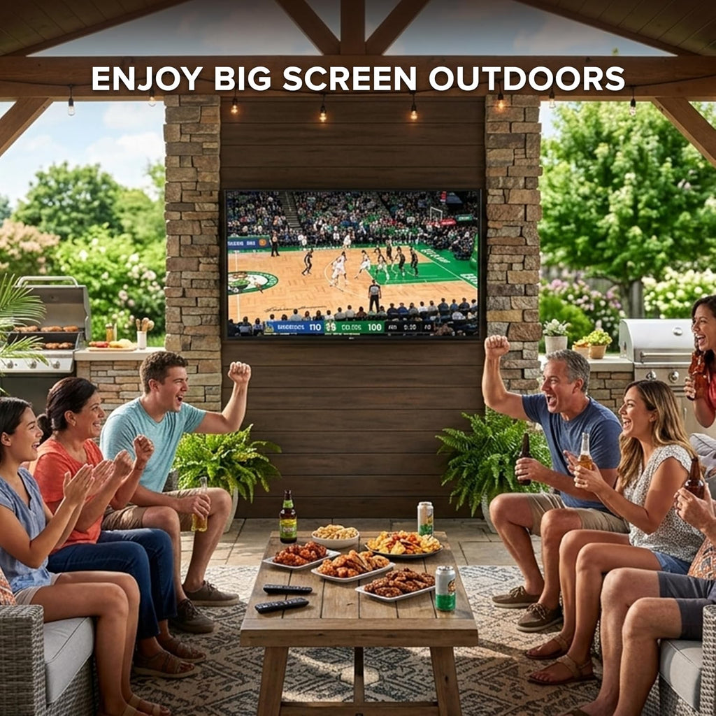 Titan L300 Mini-LED QNED 86 Inch Outdoor TV, Full Sun, IP65 Smart Weatherproof TV, 4K HDR, 120 Hz, Web AI OS, 1500 Nits, Wi-Fi 6E, Dolby Vision, Outdoor TV Cover, Slim Bezel, 2 Yr Wty