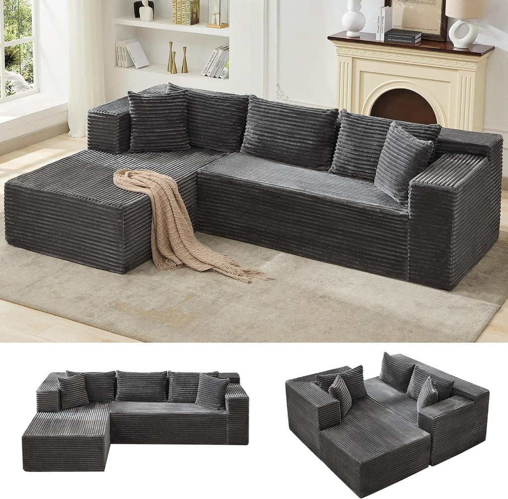 Garvee Modular Sectional Sofa Cloud Sectional Couch, 106' Comfy L Shaped Couches for Living Room,Oversized Sofa Sleeper with Deep Seat, No Assembly Required