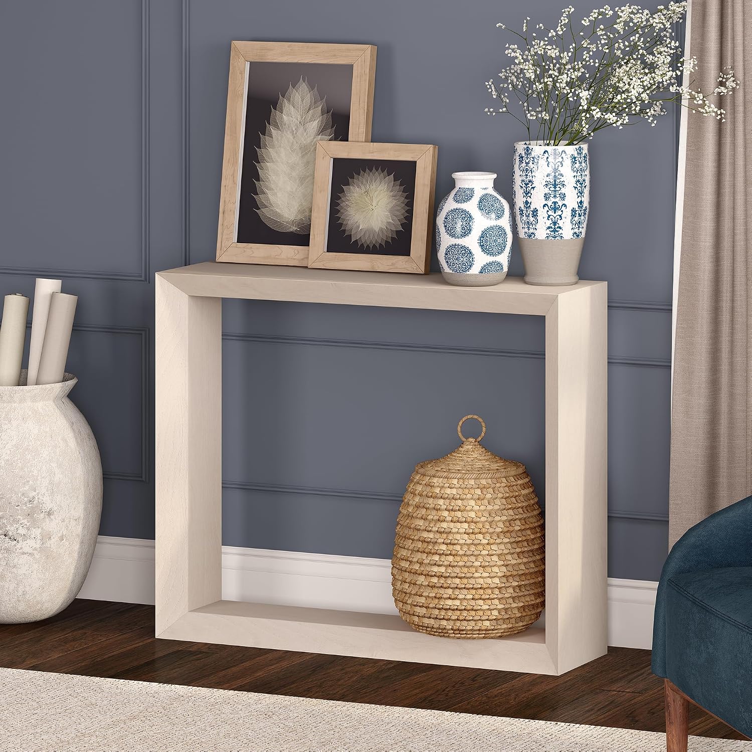 Henn&Hart 36' Wooden Rectangular Console Table Entryway Table, Sofa Table for Entryway, Living Room, Couch, Hallway, or Office, Beech White