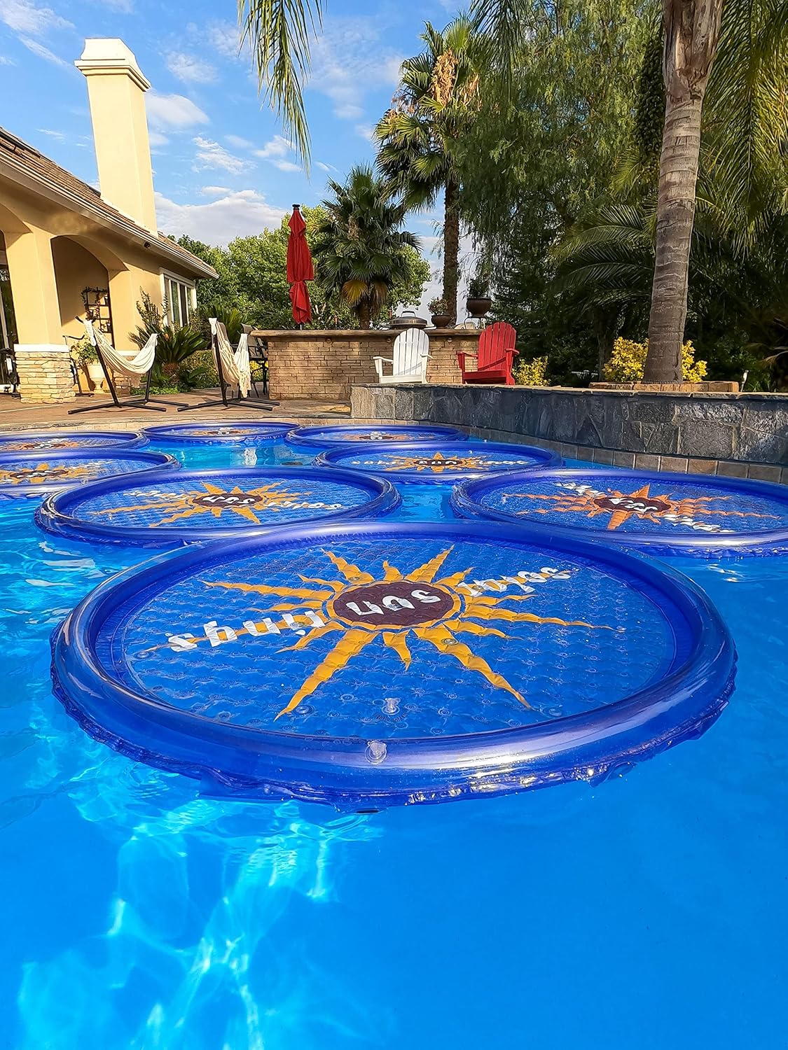 Solar Sun Rings 60-Inch UV Resistant Solar Pool Heater with Water Anchors │ Sunburst │ Above Ground & Inground Pools │ 3-Pack