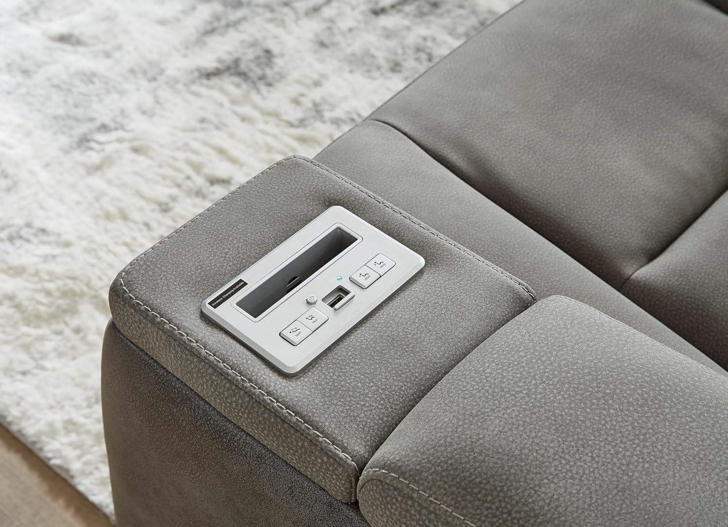 Signature Design by Ashley Next-Gen DuraPella Modern Faux Leather Power Reclining Sofa with Adjustable Headrest, Gray