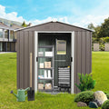 8 X 4 FT Outdoor Storage Shed Large Metal Utility Tool Sheds with Floor Frame and Window Vertical Outside Storage Building with Sliding Door for Backyard Garden Patio Lawn, Gray